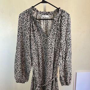 Sonoma XL Black and White Floral Long Sleeve Dress